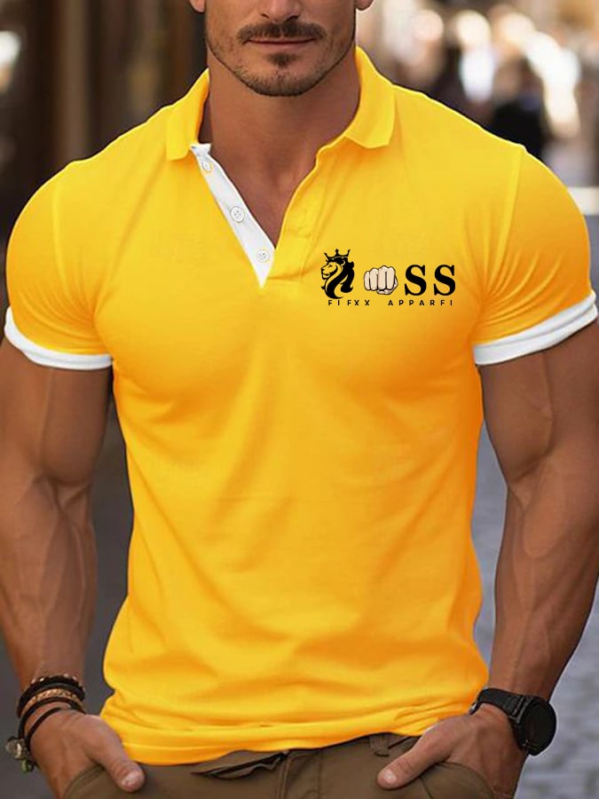 Casual ejecutivo a cuadros Contrast Color Polo para hombre