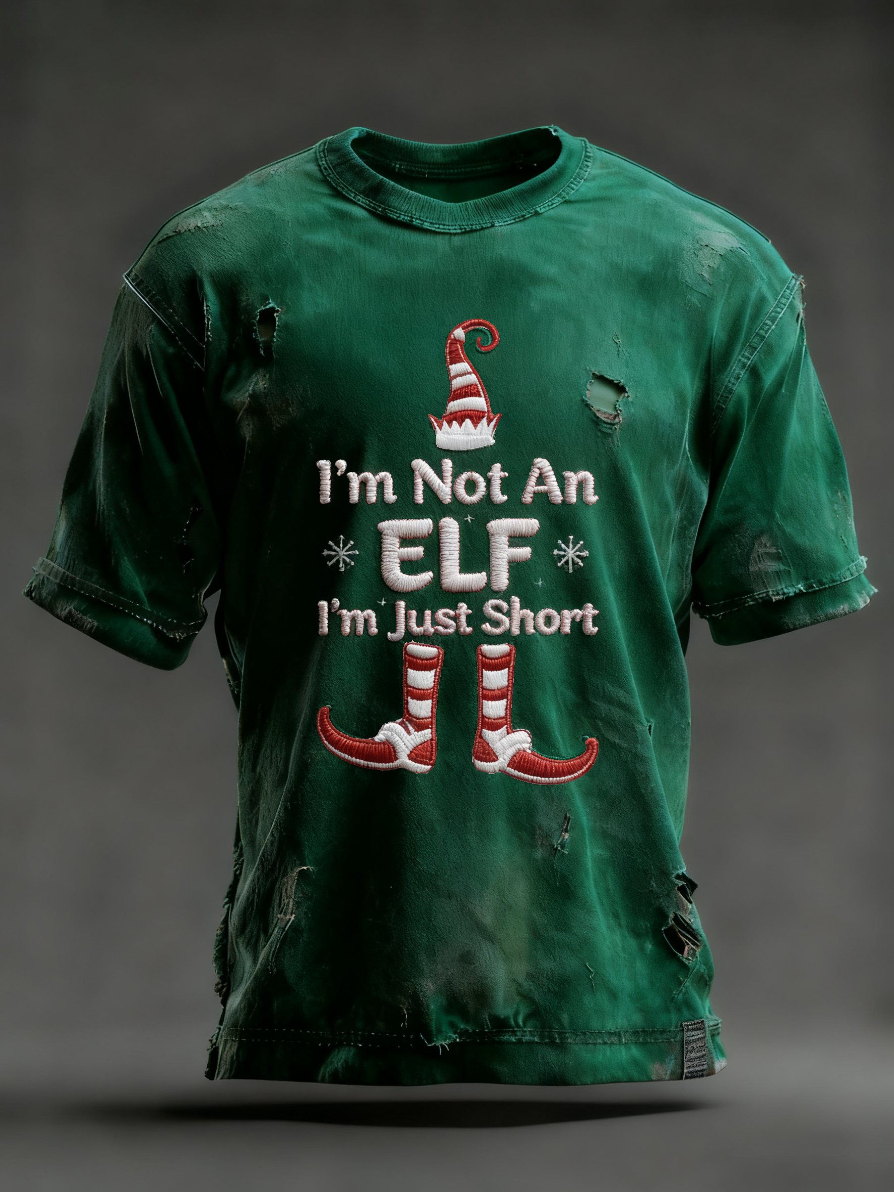 Christmas Fun Slogan estampado cuello redondo Top para hombre