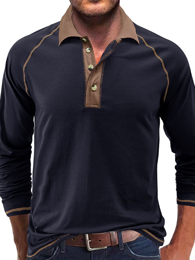 Camisa polo Athletic casual Raglan Sleeve Half Button