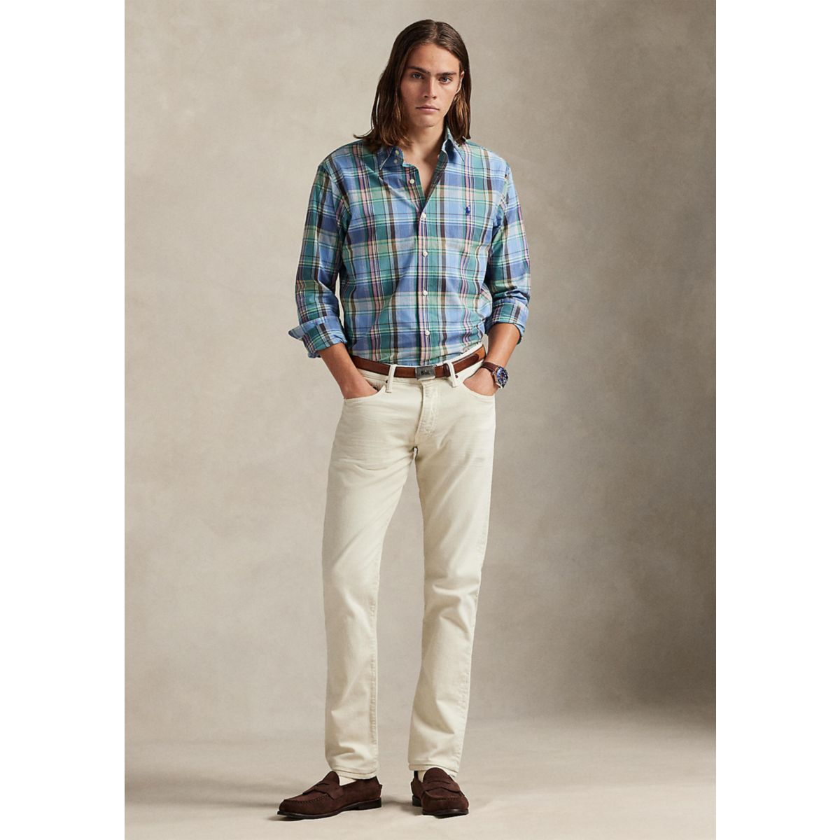 Classic Fit Plaid Poplin Shirt - 5
