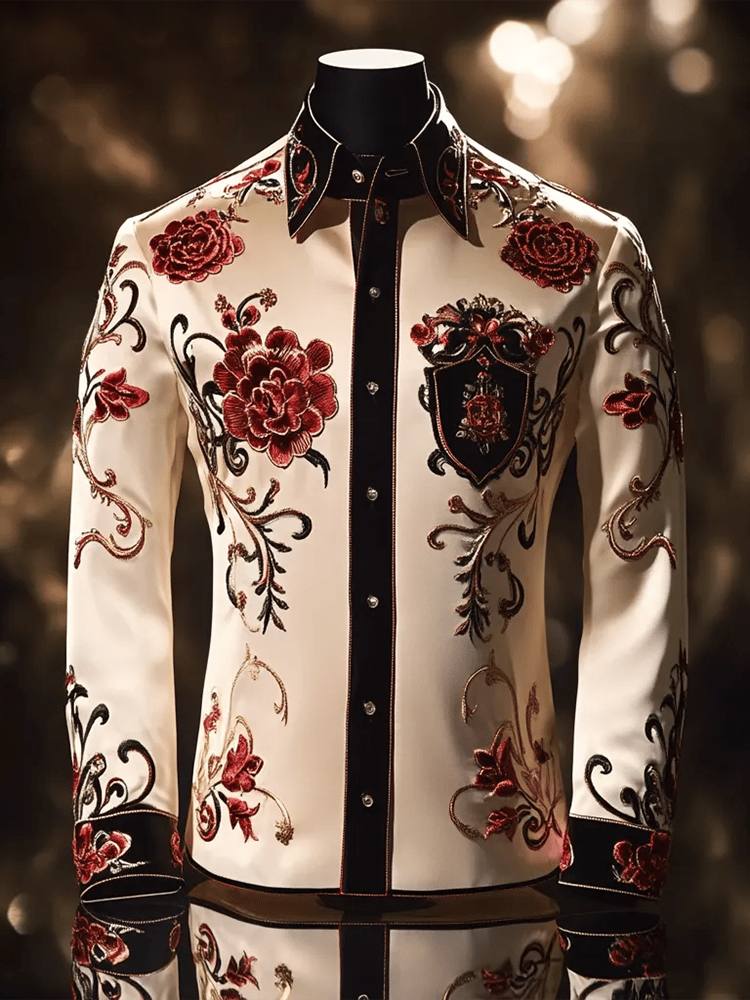 Camisa satén Luxe de manga larga con botones para hombre
