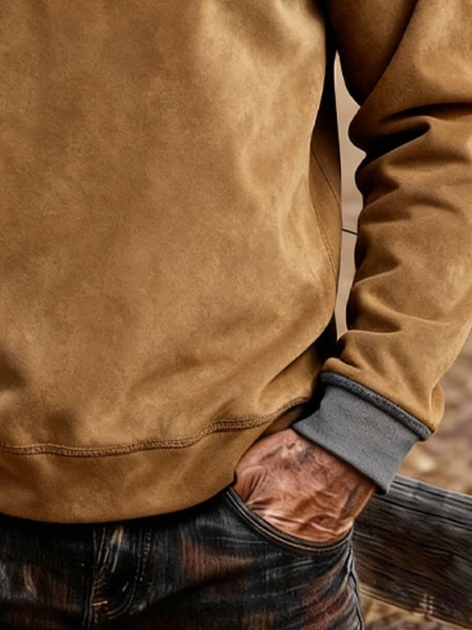Sudadera retro Patchpara trabajo Comfortable en bloques de color cierre para hombre