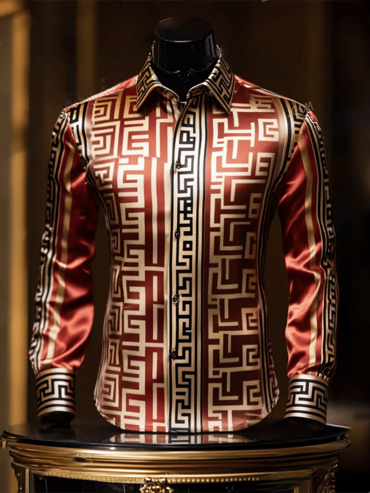 Camisa satén Luxe de manga larga con botones para hombre