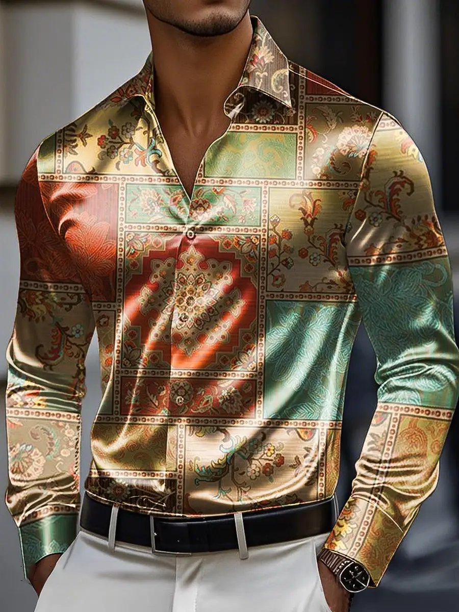 Camisa vintage de manga larga para hombre