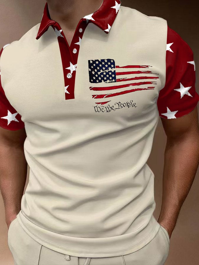 Camisa polo Flag estampado para hombre