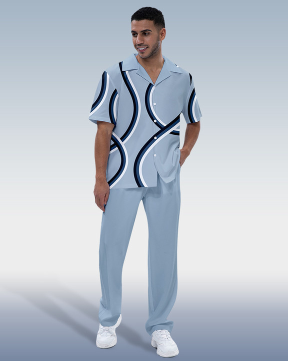 Camisa Rianmond de moda estampado de manga corta Walking Set 3 Colors 287 para hombre