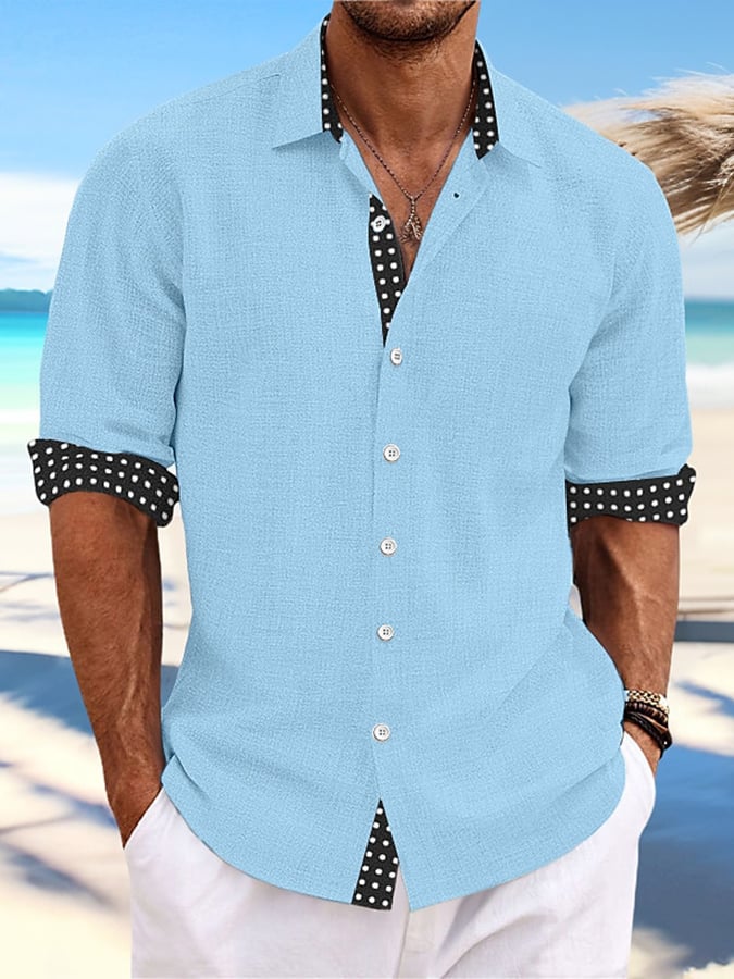 Camisa Polka Dot Patchpara trabajo estampado de modaable Holiday casual para hombre