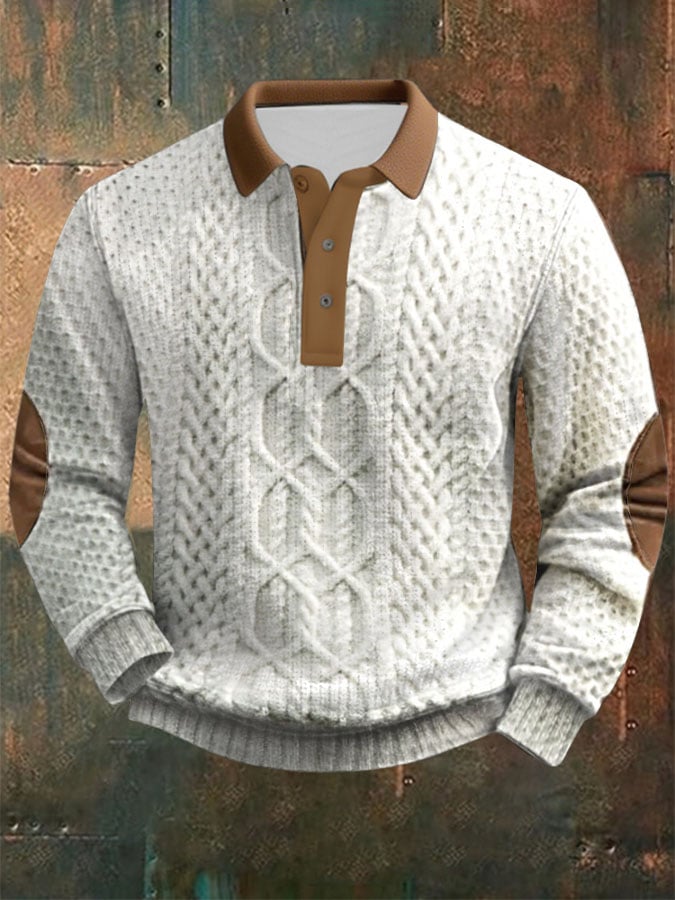 Sudadera Cable texturizado estampado casual para hombre
