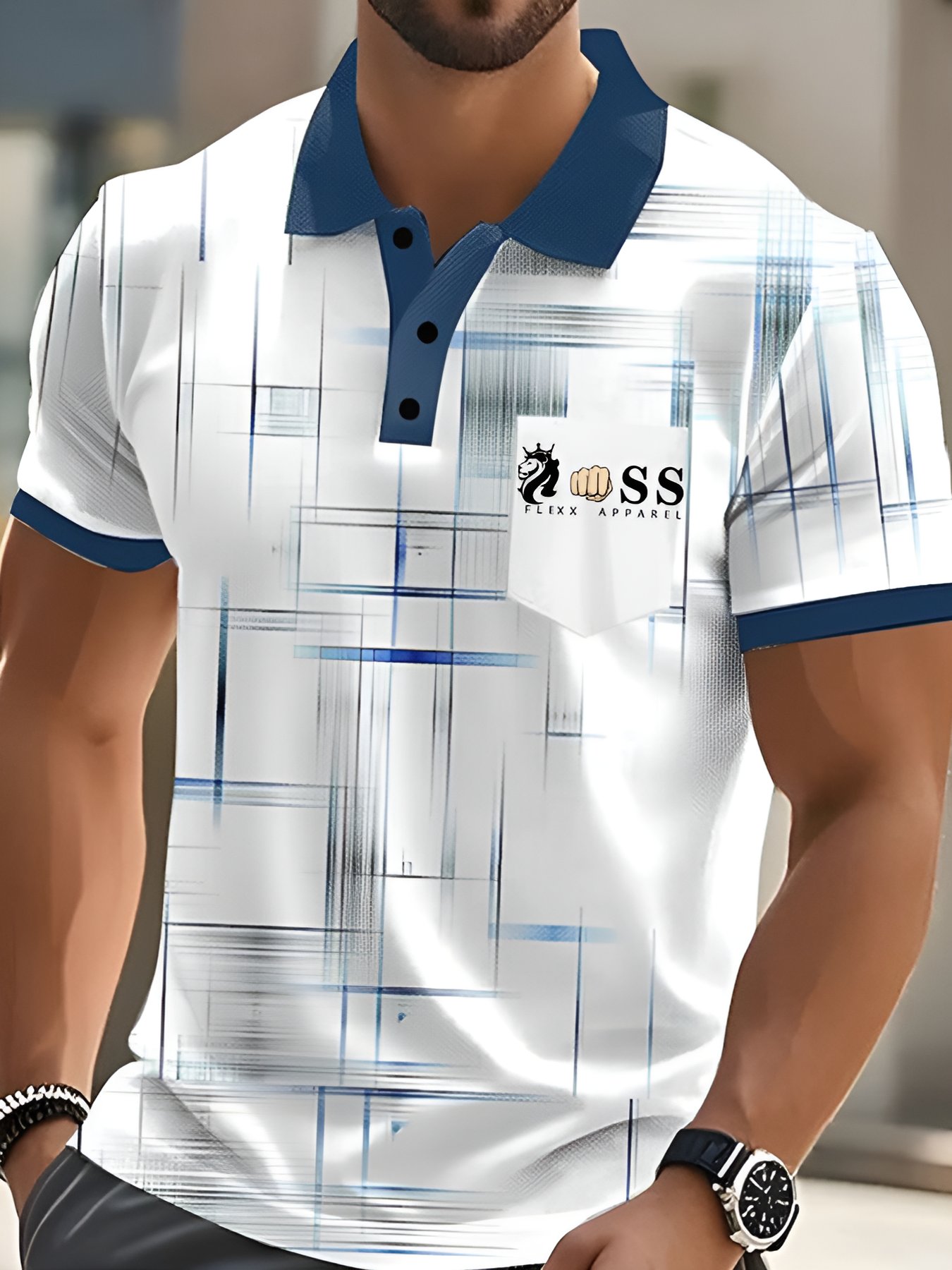 Camisa polo de moda ejecutivo Letter estampado casual para hombre