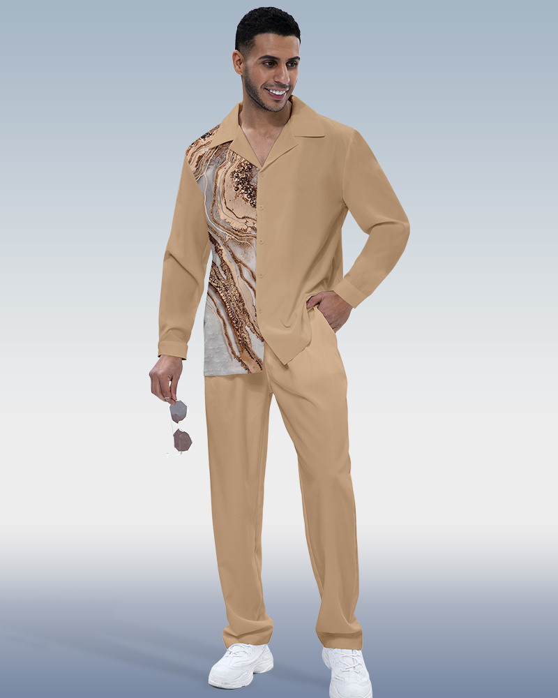 Camisa Suitmens coffee patchpara trabajo de manga larga walking suit 3227 para hombre