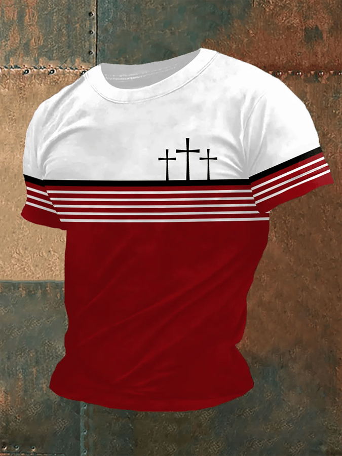 Camiseta vintage Faith Cross estampado para hombre