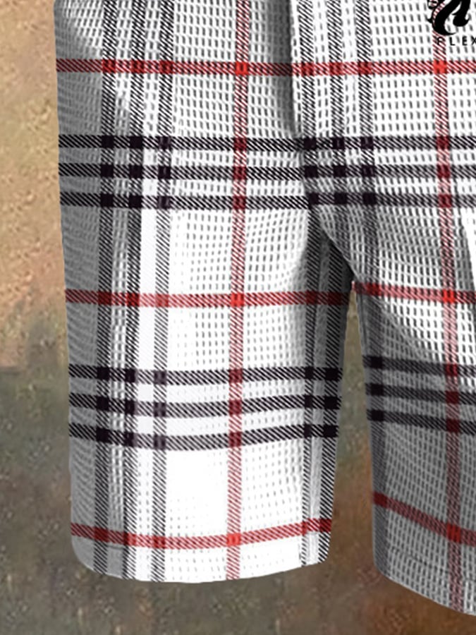 Pantalón casual a cuadros Waffle para hombre