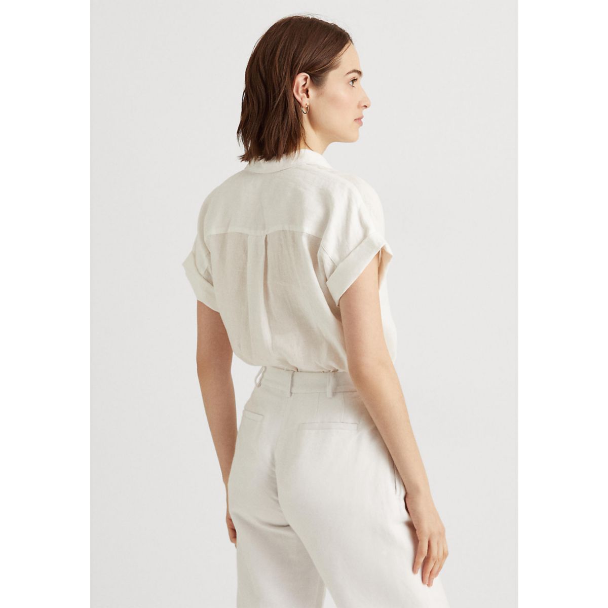 Women's Relaxed Fit Linen Short Sleeve Shirt - 8