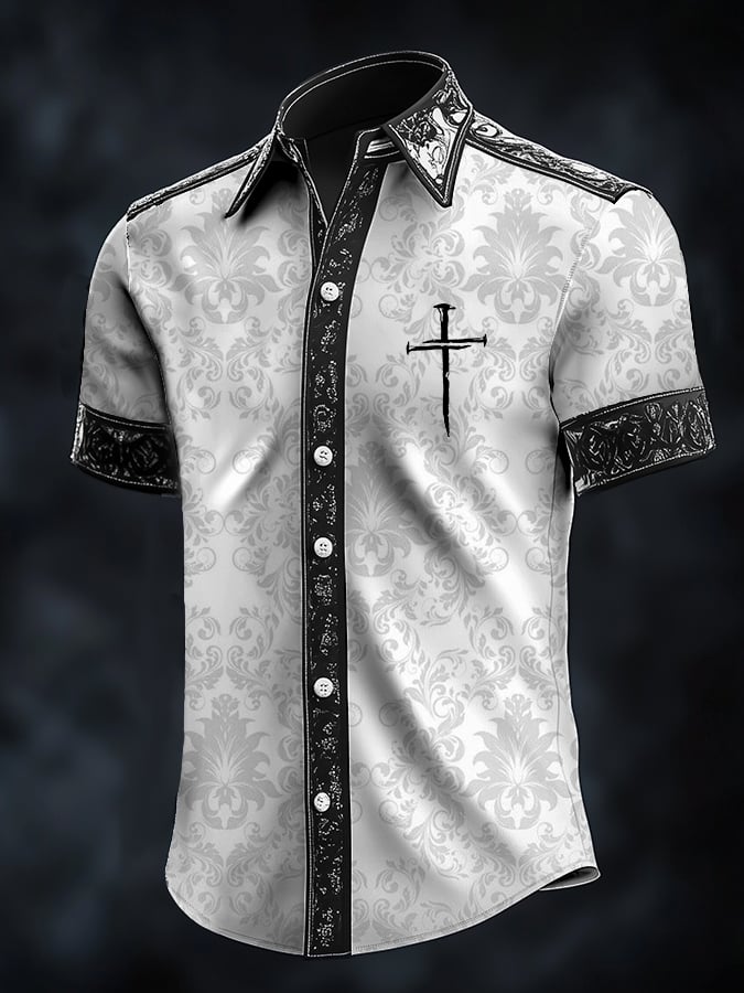Casual Art Dark Cloth Brogue Princamiseta para hombre