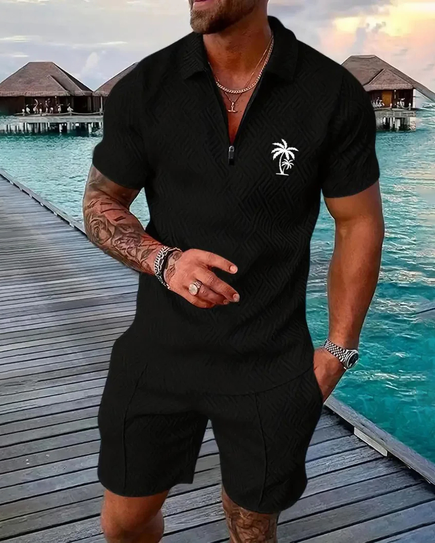 Camisa polo Suitmens para uso diario casual Collar Zipper Set 214 para hombre