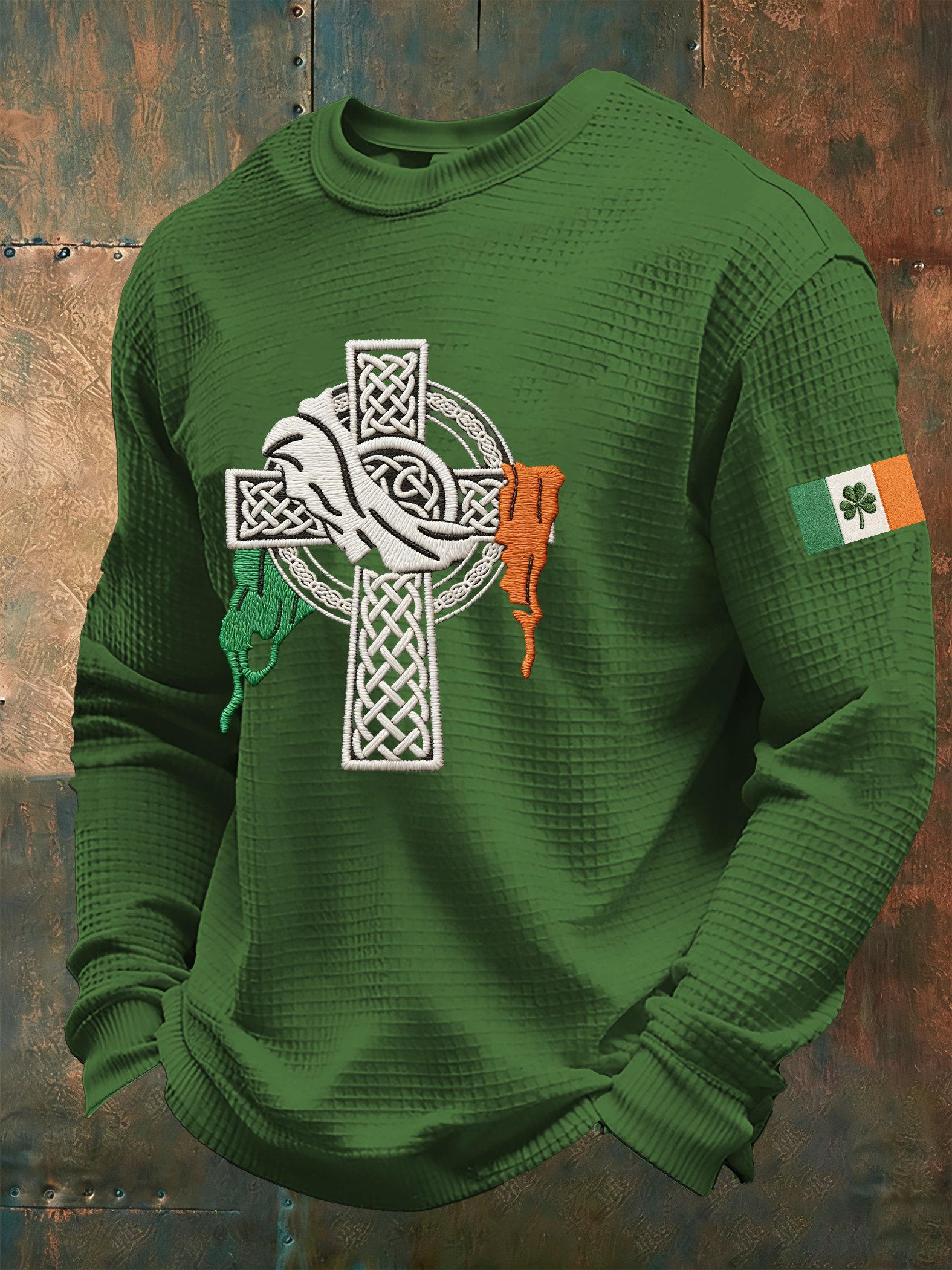 Camiseta St. Patrick's Day estampado Waffle para hombre