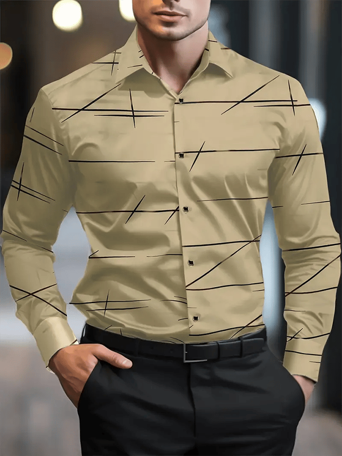 Camisa geométrico ejecutivo casual para hombre