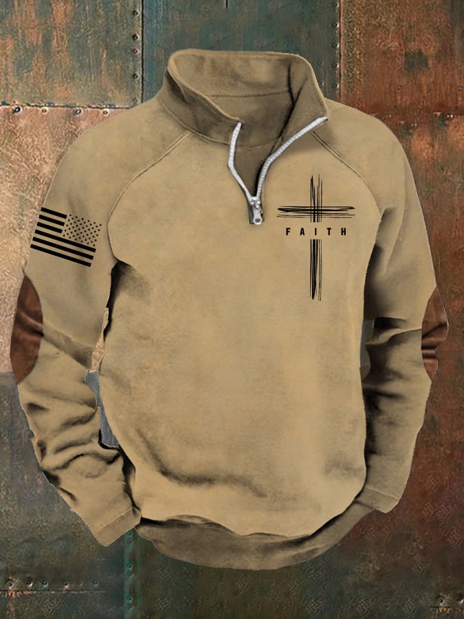 Sudadera Flag Faith Raglan Stand cuello para hombre