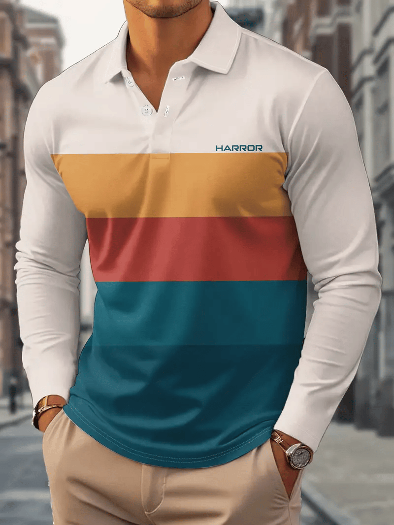 Ejecutivo casual a rayas con botones Polo para hombre