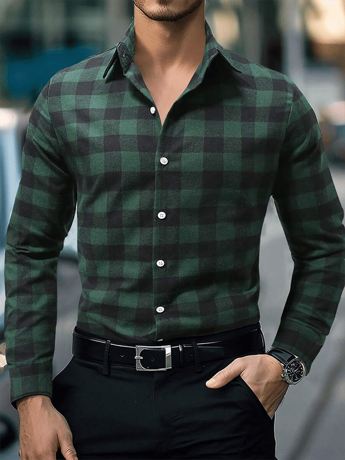 Camisa a cuadros ejecutivo casual para hombre