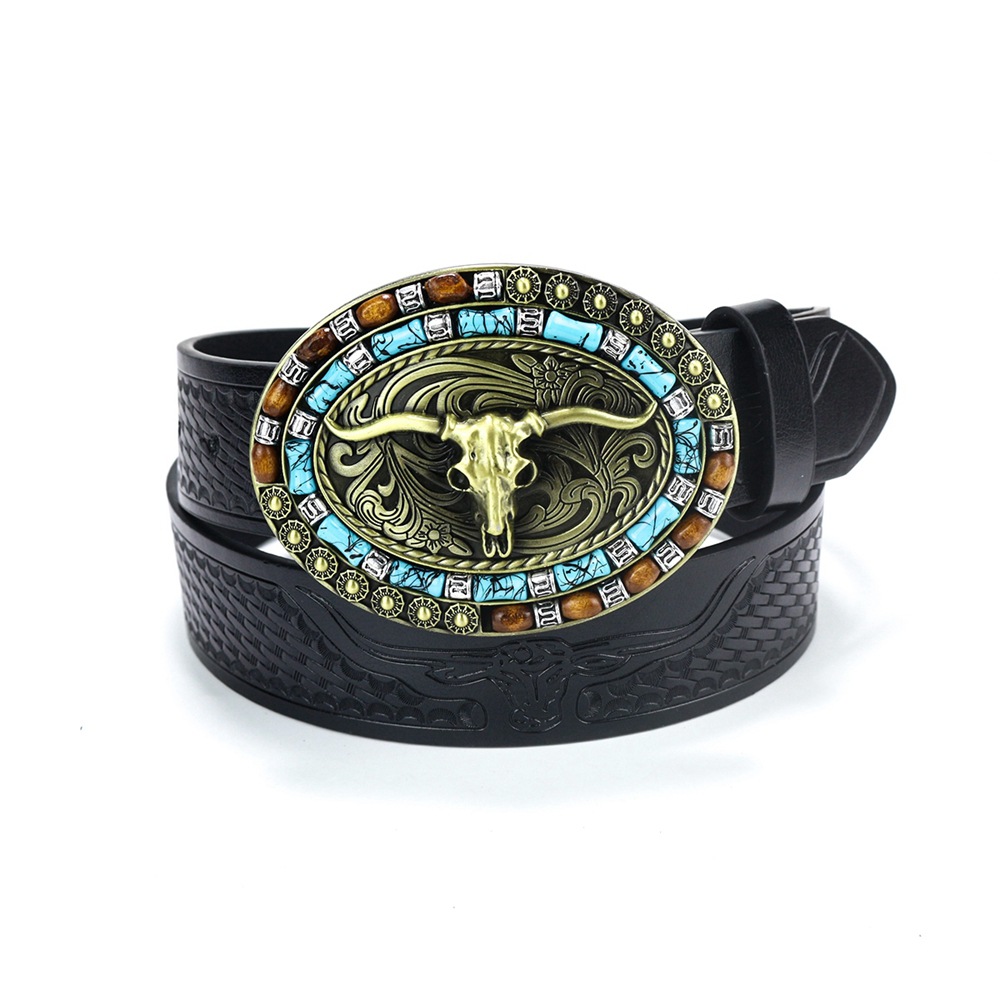 Cinturón 2025 Trendy retro Western mezclilla para hombre