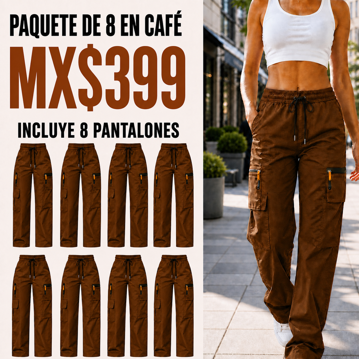 Pantalón cargo transpirable de verano para mujer · vista 8