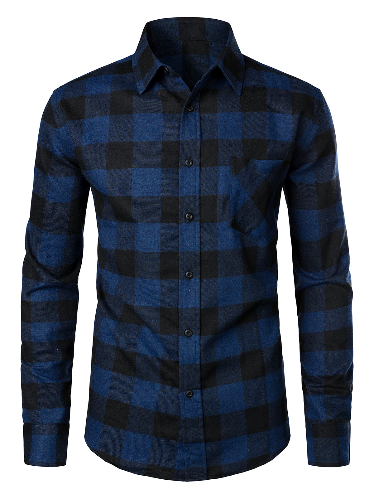 Camisa de algodón de manga larga a cuadros para hombre