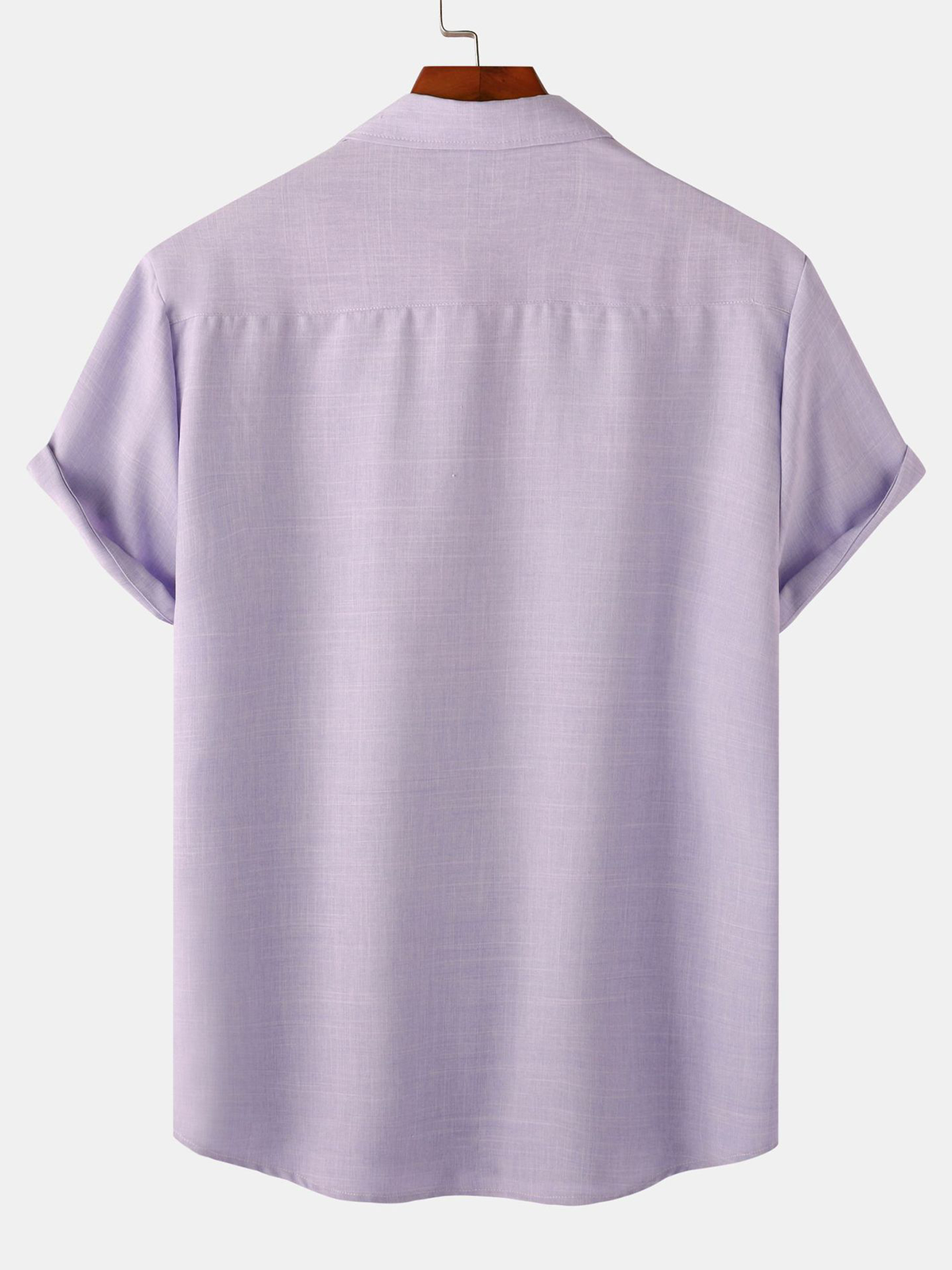 Camisa transpirable de color sólido de algodón Button Up casual de manga corta para hombre