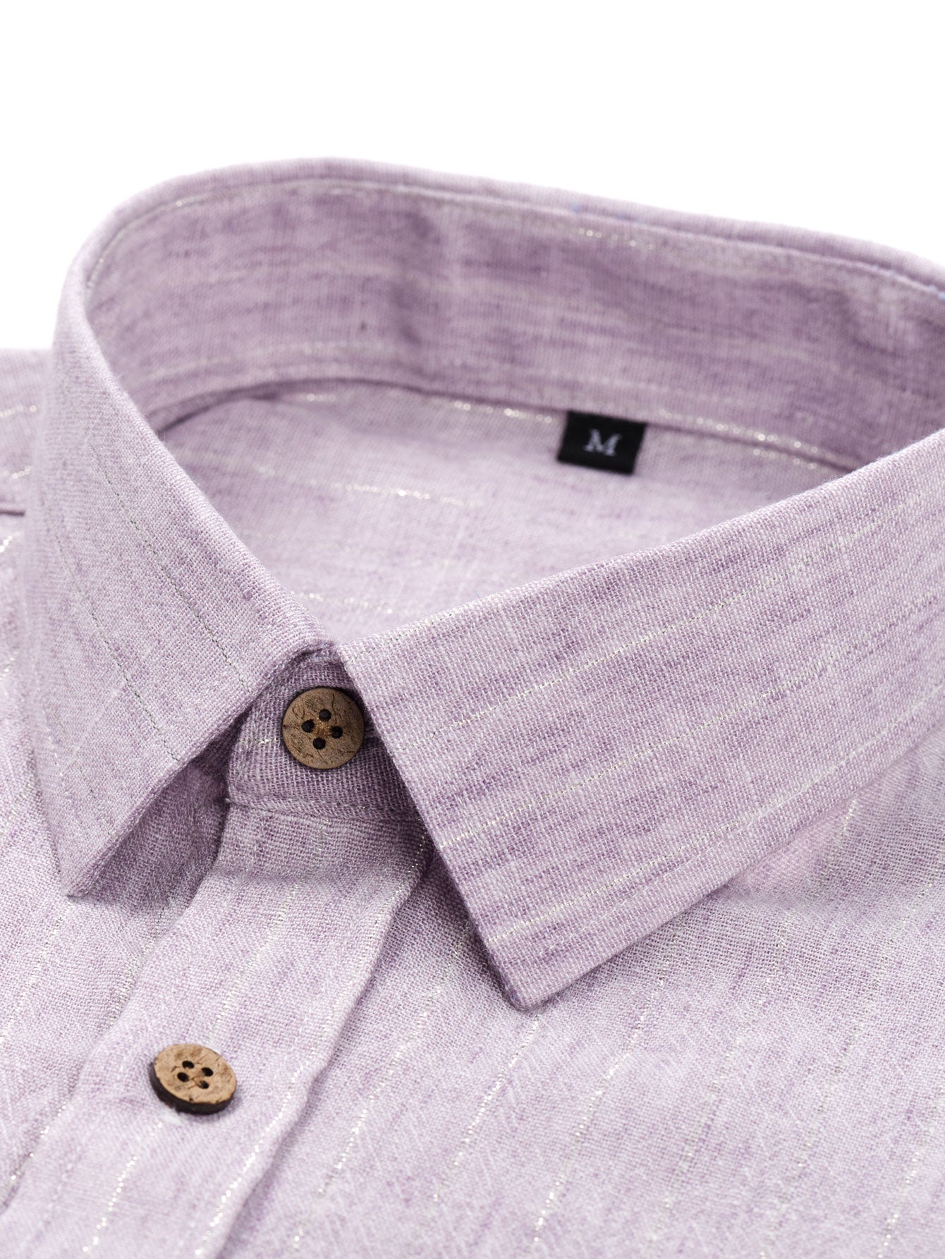 Camisa de manga larga rayas de lino Look Button Up