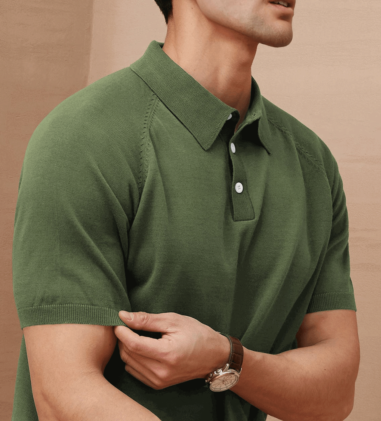 Gentletejido de manga corta tejidoted Polo