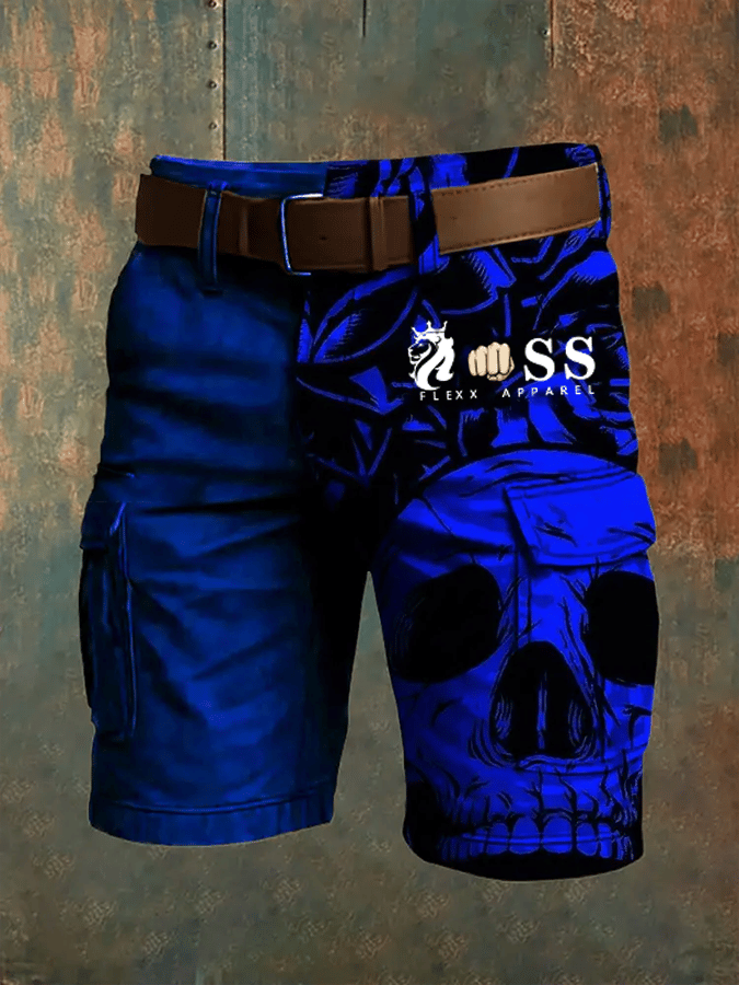 Shorts retro Letter estampado Multi-bolsillo Design Cargo para hombre