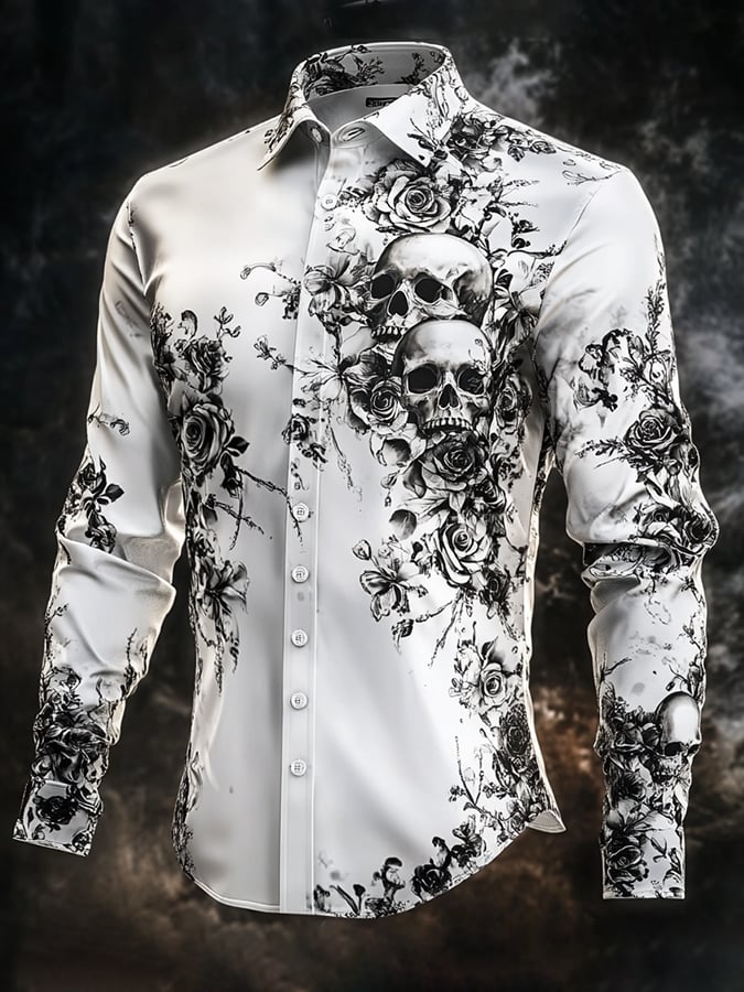 Camisa vintage Art Skull para hombre