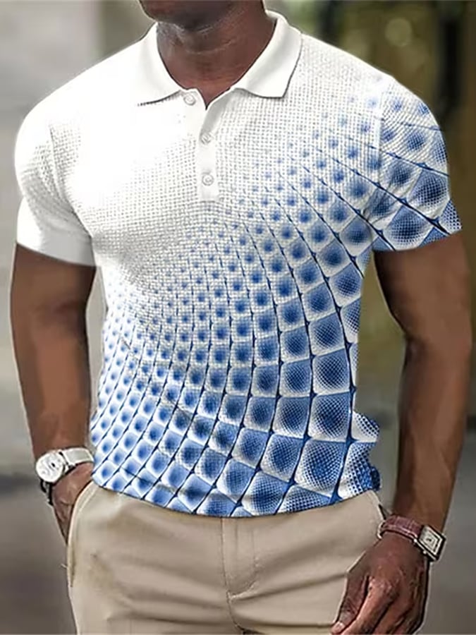 Estampado Lapel de manga corta Polo Top