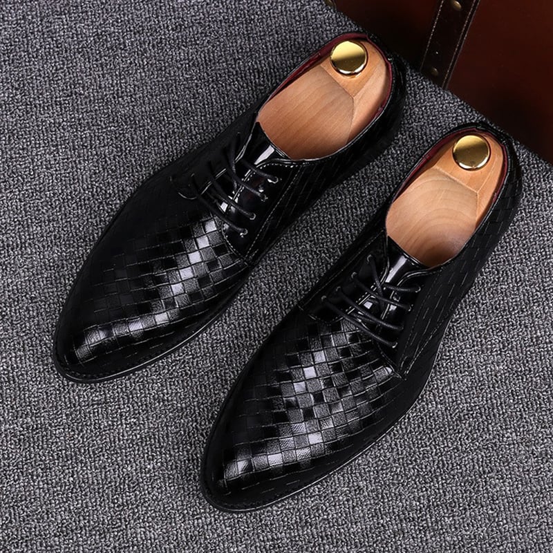 Zapatos ejecutivo casual Pointed Toe Patchpara trabajo a cuadros Faux cuero para hombre