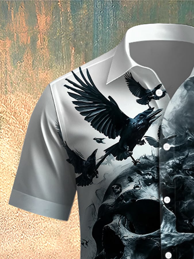 Camisa Skull estampado casual para hombre