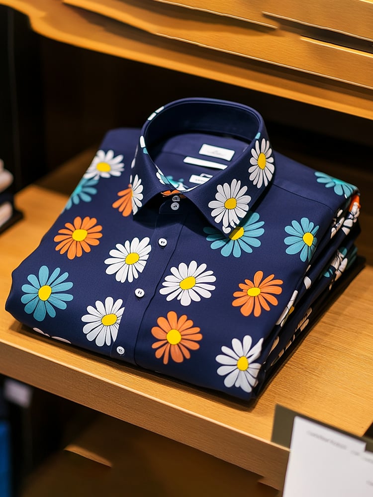 Camisa casual estampado de manga larga para hombre
