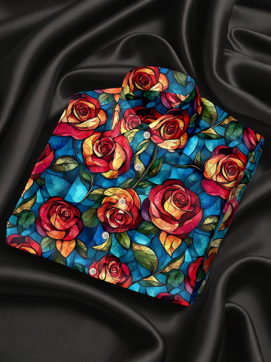 Camisa seda Rose de lujo ejecutivo de manga larga para hombre