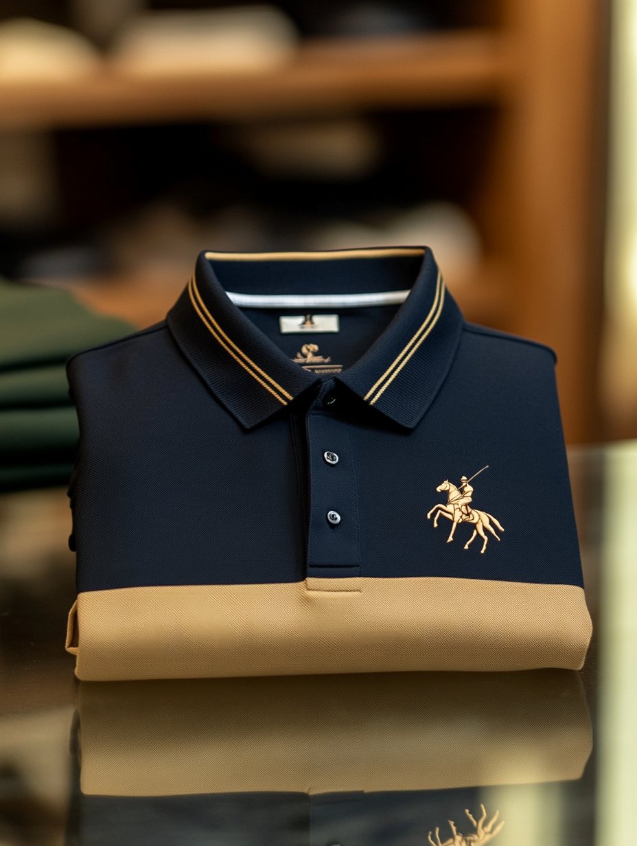 Camisa polo ejecutivo casual Horseback Rider con botones de manga corta para hombre
