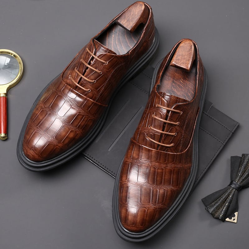 Zapatos Comfortable British ejecutivo Lace-Up Stone cuero para hombre
