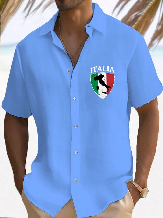 "Italy" estampado resorcamiseta para hombre