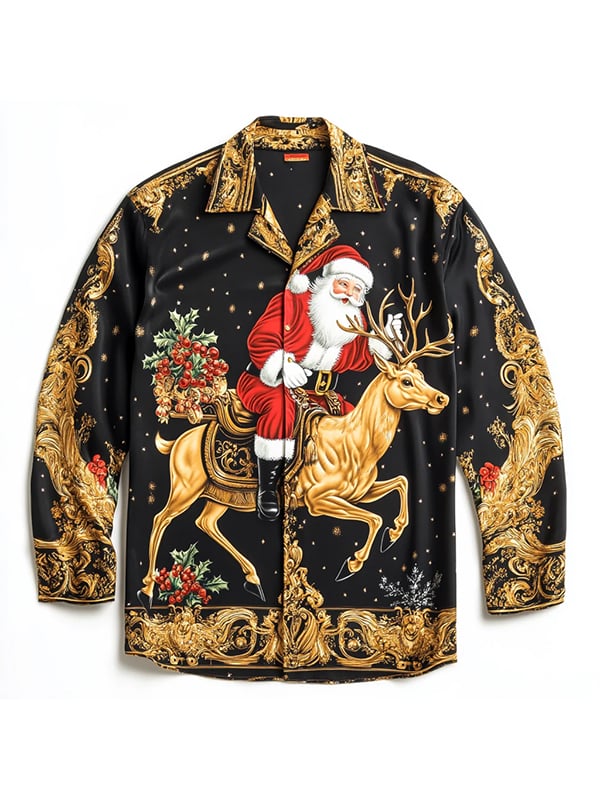 Camisa seda Christmas de lujo ejecutivo de manga larga para hombre