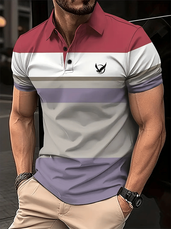 Camisa polo ejecutivo Logo con botones de manga corta para hombre