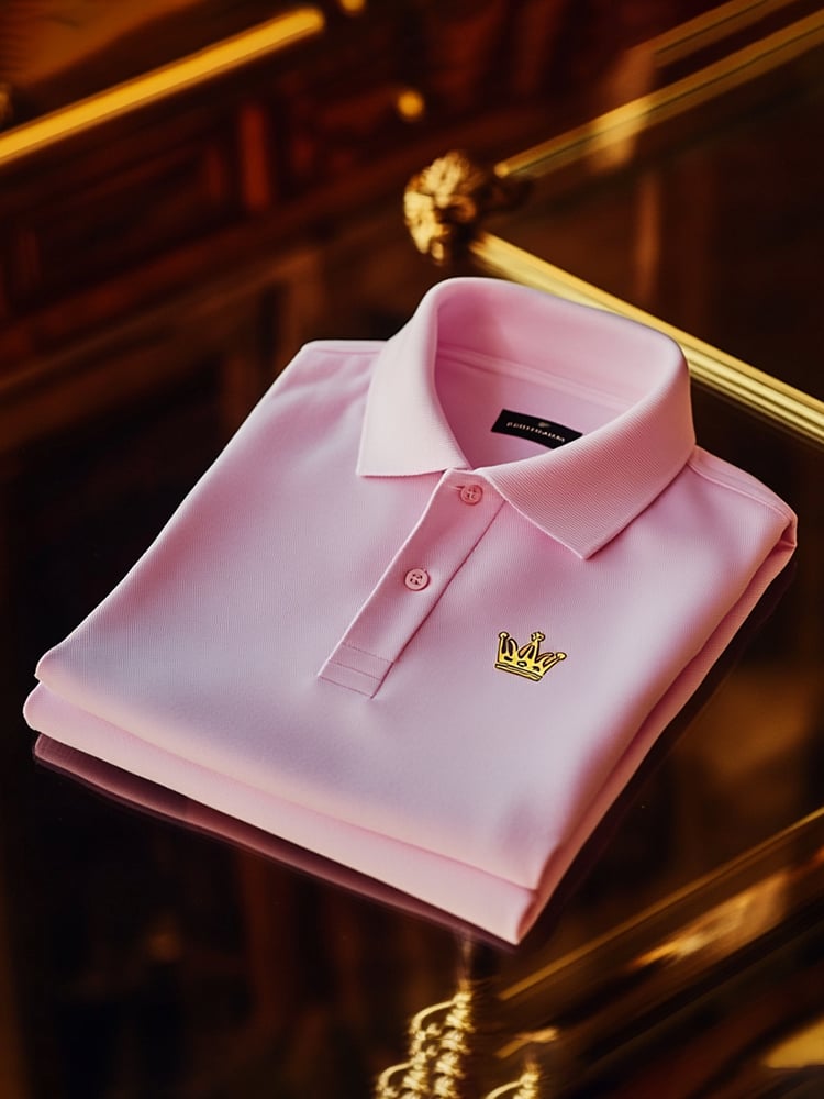 Camisa polo clásico ejecutivo Logo Button de manga corta para hombre