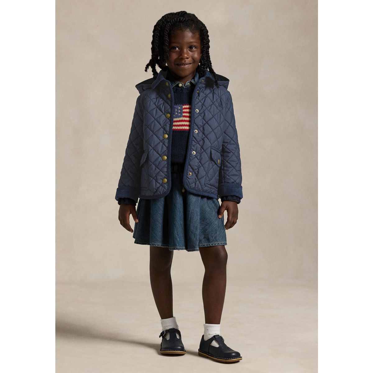 Girls 2-6x Quilted Water Repellent Barn Jacket - 5