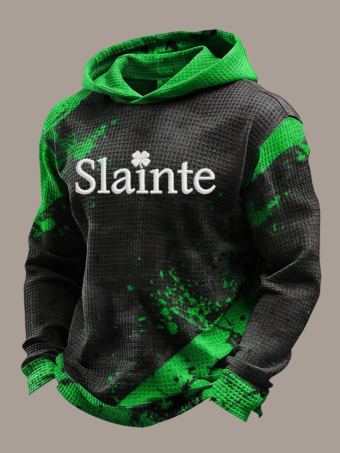 Sudadera St Patrick's Day estampado casual con gorrasucha para hombre