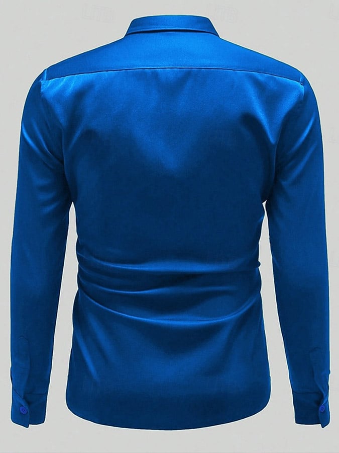 Camisa Luxe Solid satén de manga larga para hombre