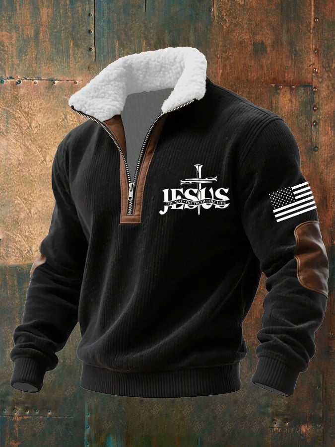 Sudadera casual Faith retro texturizado para hombre