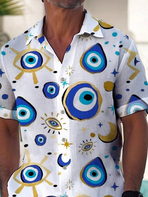 Camisa de moda casual Art estampado de manga corta para hombre
