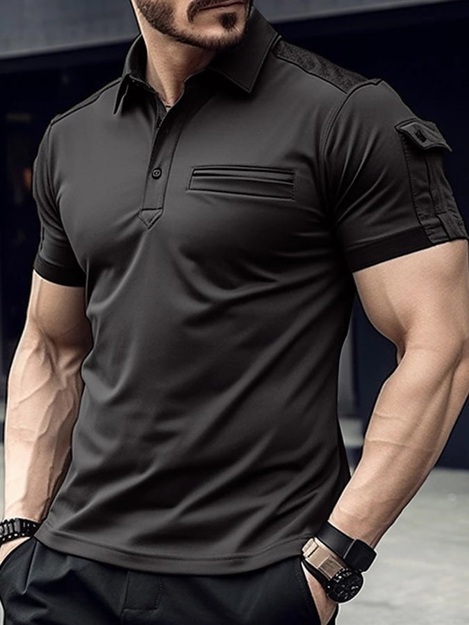 Camisa polo Sports casual de corte entallado de manga corta Half Button