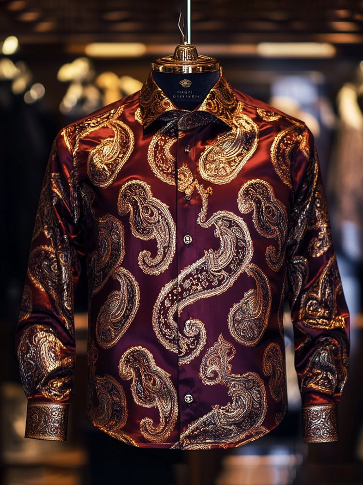 Camisa casual Abstract estampado de manga larga para hombre
